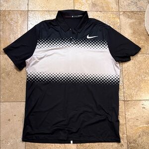 Nike Men's Black and White Polo Shirt